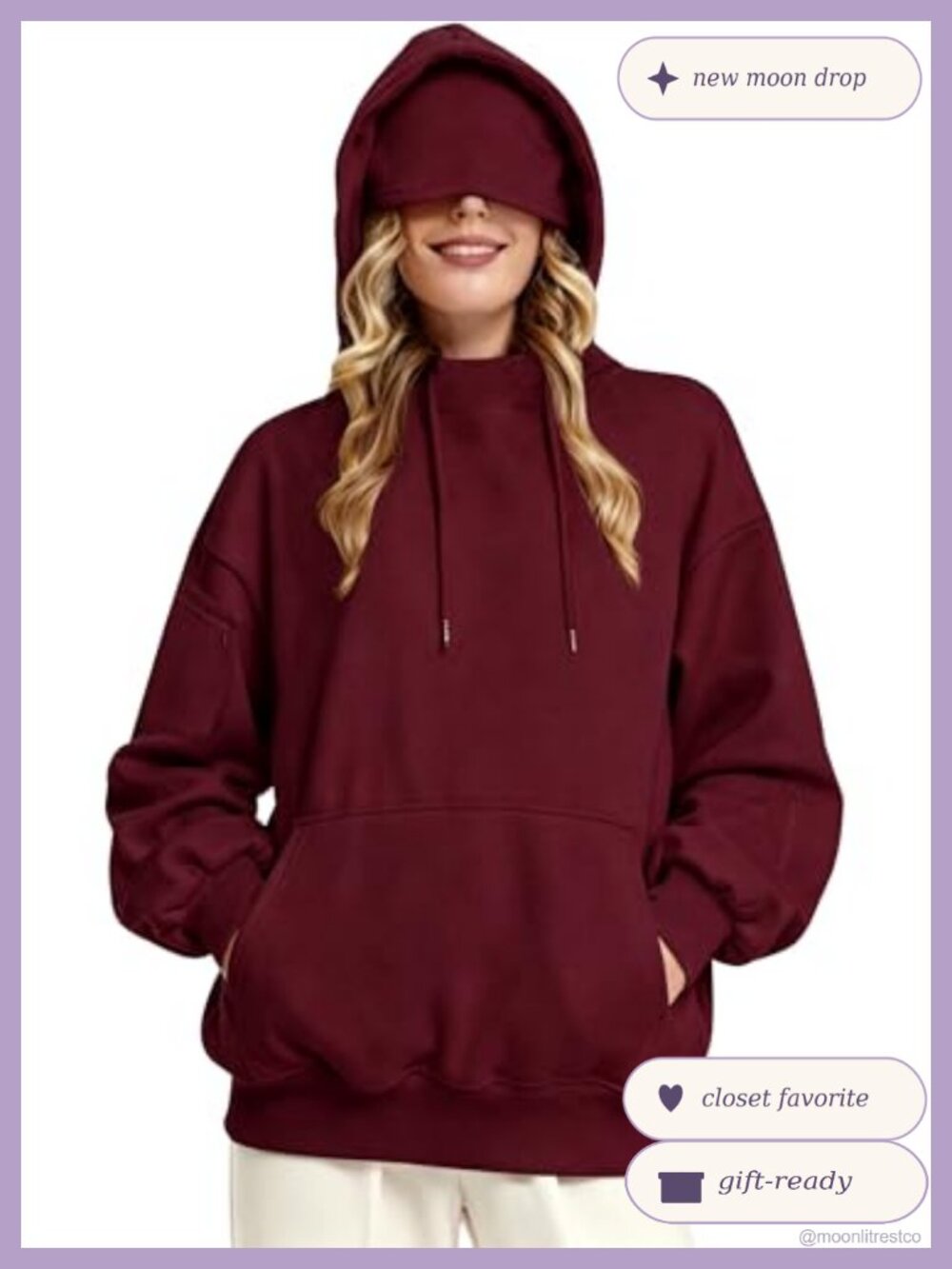Unisex Fleece Travel Hoodie with Built-in Eye Mask Hidden Pockets